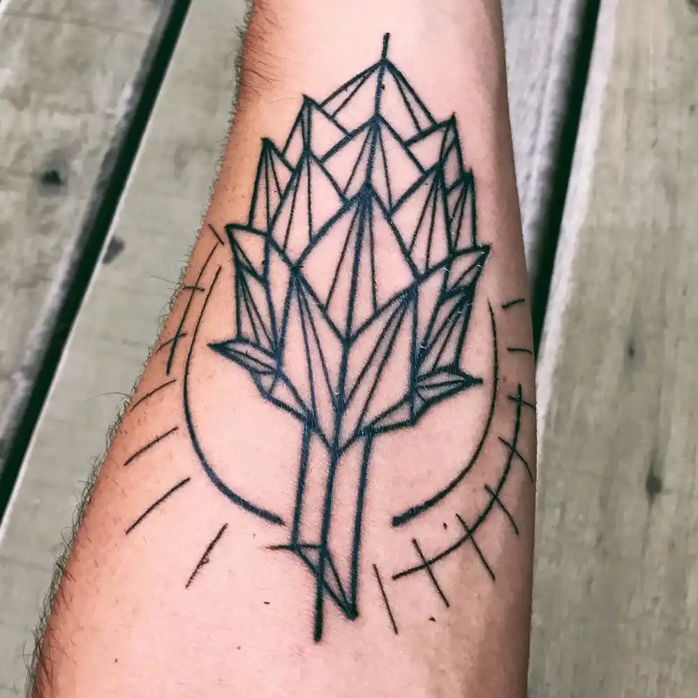 A geometric flower tattoo