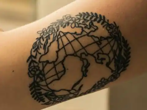 A map of the world tattoo