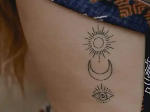 A tattoo of symbols on the body