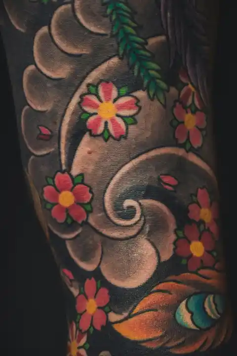 A colourful floral tattoo