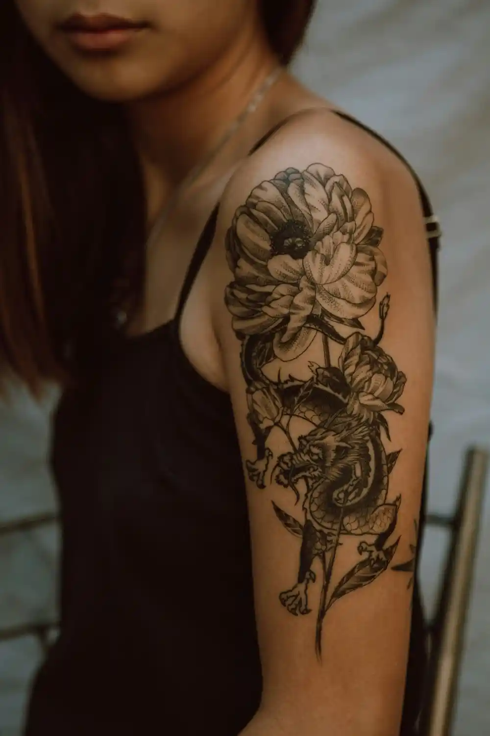 A floral arm tattoo