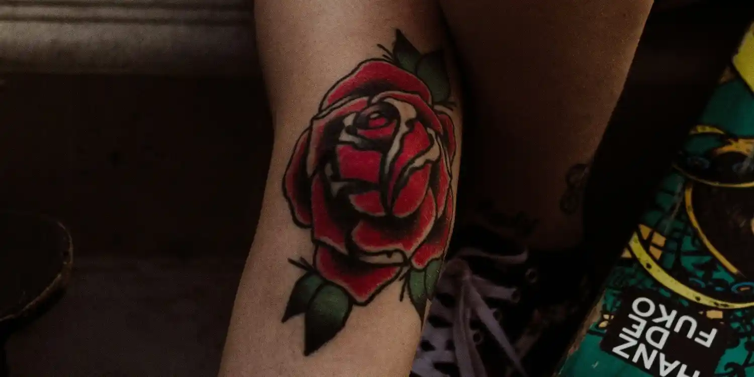 A colourful rose tattoo